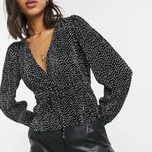 Zara Black Polka Dot Top